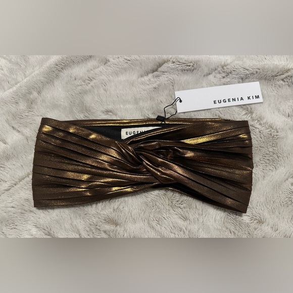 Eugenia Kim Azra Twisted Metallic Twill Bronze Turban Headband main image 9